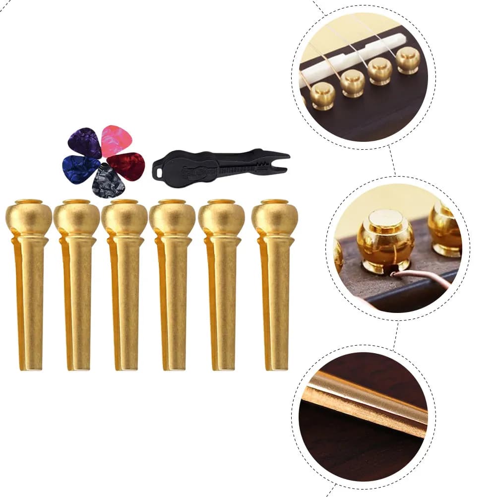 1 set di perni per fissaggio corde per chitarra, materiale in rame resistente, resistente alla deformazione, ideale per chitarra folk, ukulele, strumenti a corda