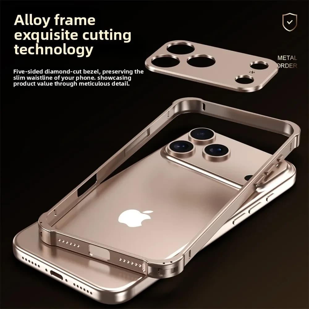 Custodia per telefono con paraurti con struttura in metallo in lega di alluminio di colore originale per Apple iPhone 17 Pro Max Protezione per fotocamera Custodia antiurto
