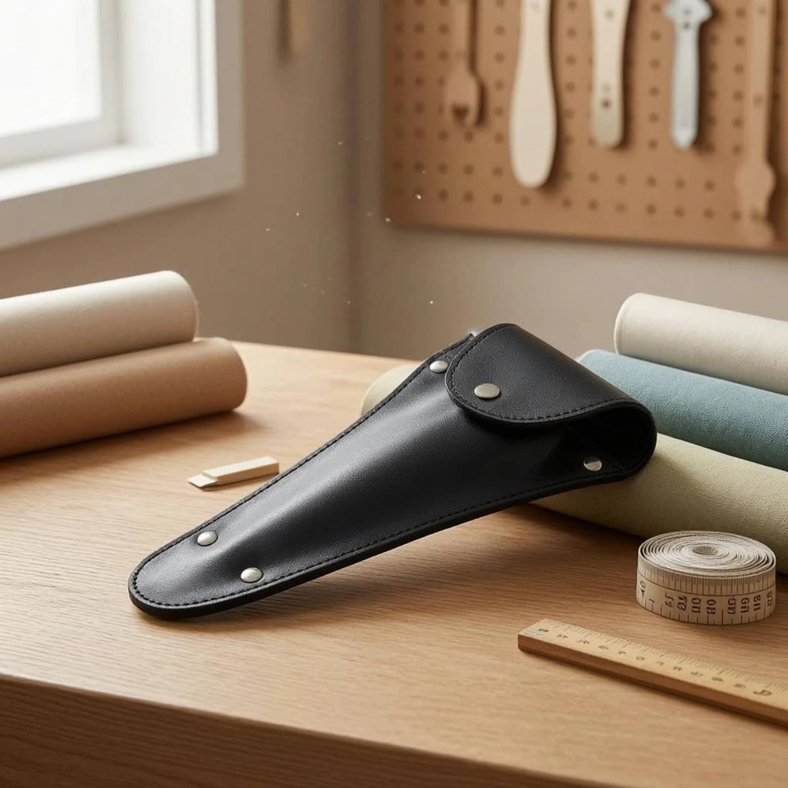 Leather Scissor Sheath Safeguarding Tailoring Scissor Pouch Blade Cover Pouch Snap Closure Sewing Accessory Stitched Edges