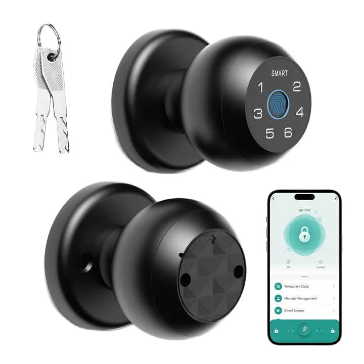 Fingerprint Password Smart Lock Aluminum Handle Anti-Pry Lock Indoor Wooden Bedroom Door Smart Home Access Control
