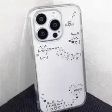 Korean Cute White Line Creative Phone Case For IPhone 17 16e 16 15 14 13 12 11 Mini Air Pro Max X XSMax 7 8 Plus Soft Back Cover