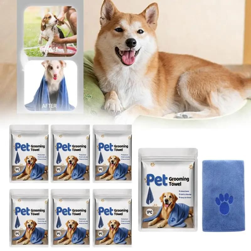 Asciugamano per animali domestici in microfibra ad asciugatura rapida, asciugamano da bagno assorbente per animali domestici, asciugamano super morbido ricamato per gatti e cani, accessori per la toelettatura