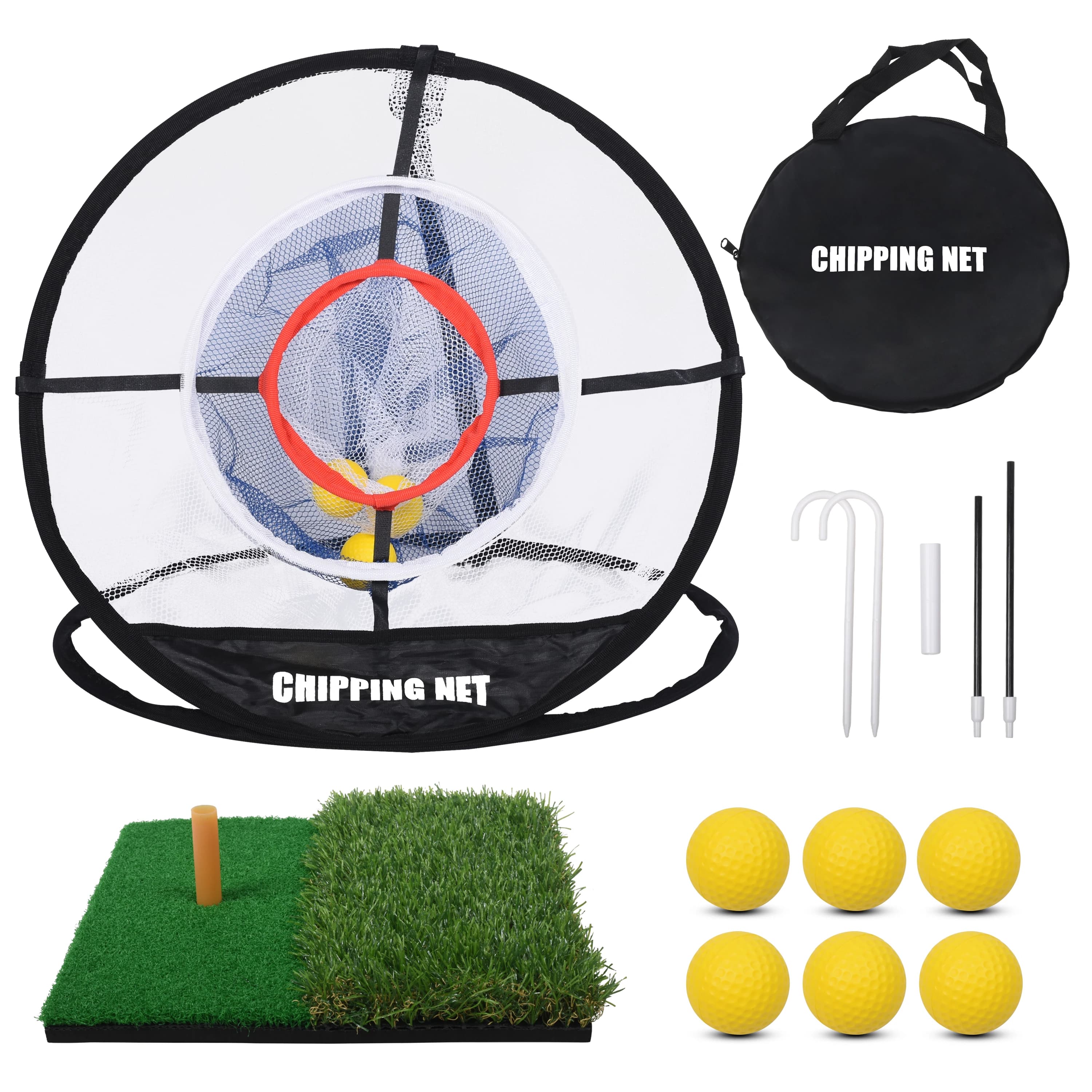 Golf Chipping Net Pop Up Practice Net for Backyard Indoor Training Aid with 6 Soft Balls Portable Golf Accessories