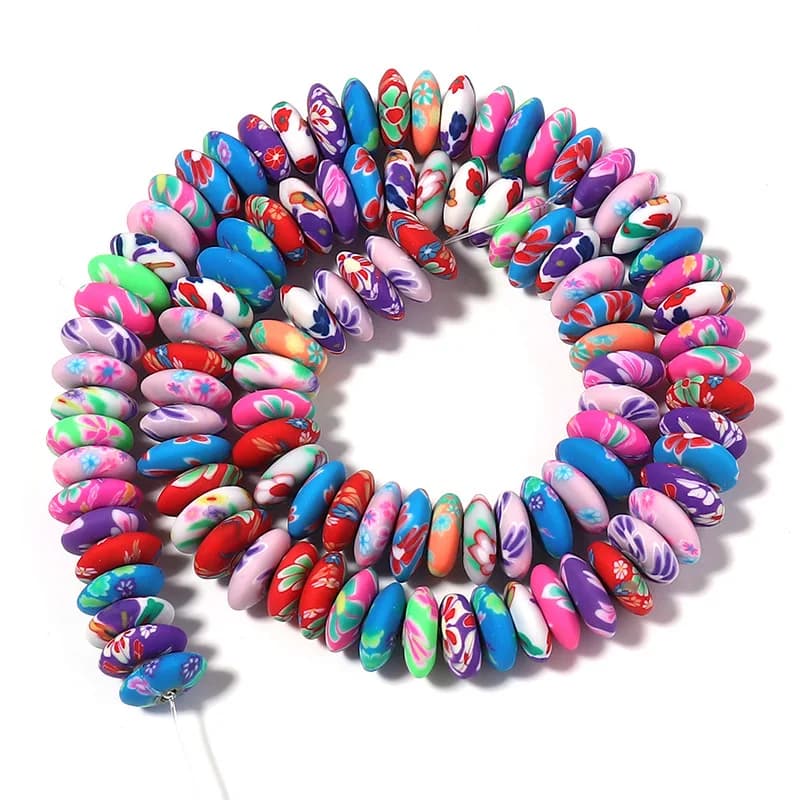 50 pz/lotto 10mm perline colorate in argilla polimerica perline distanziate allentate piatte per gioielli che fanno collana fai da te foro braccialetto 2.5mm