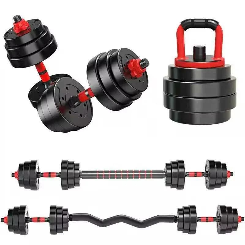 Set of handlebars, kettlebell and 20 kg adjustable and comfortable balance wheel for weight lifting in the gym