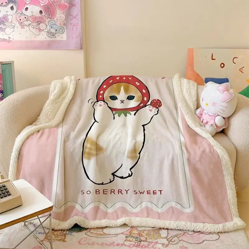 Mofusand Thick Warm Nap Throw Blanket Soft Portable Lightweight Cover Blanket for Office Rest Outdoor Travel and Daily Use