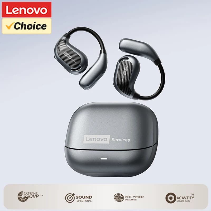 Cuffie Lenovo Bluetooth V6.0 con gancio per l'orecchio, audio HiFi, auricolari True Wireless Open Ear con microfono per sport, lavoro e musica AC102