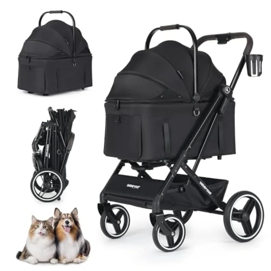 Passeggino 2 in 1 X3 per Cani Medi o Due Cani Piccoli e Gatti, 4 Ruote, Leggero, Pieghevole, Impermeabile