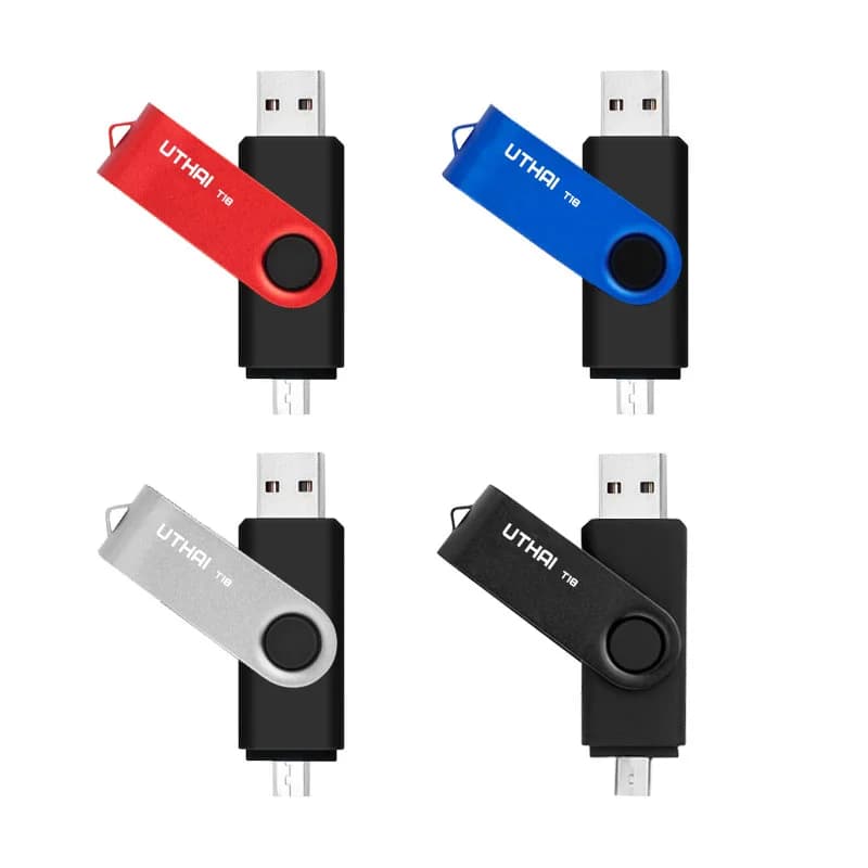UTHAI USB OTG Flash Drive 32G/16G/8G Pen Drive portatile per smartphone Micro USB Memory Stick in metallo per disco di archiviazione portatile per auto