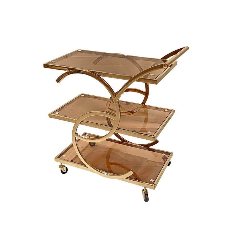Carrello da pranzo in acciaio inox per hotel, con ripiano in vetro temperato, carrello mobile per vino da ristorante, carrello da pranzo