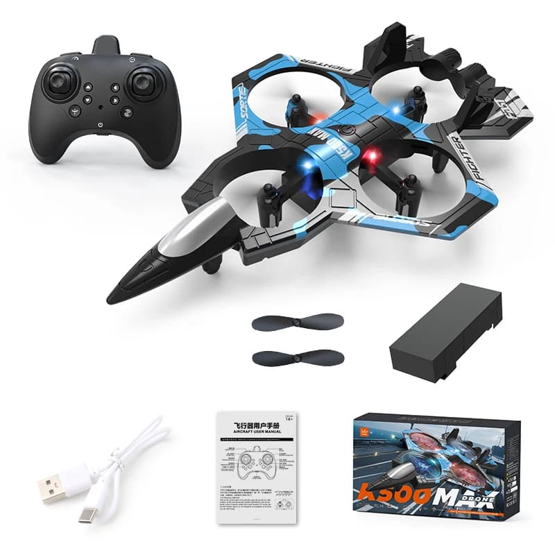 K500Max Fighter Jet Quadcopter Drone Stunt Light RC Aereo a quattro canali in bilico ad alta quota Rotolamento Effetti speciali