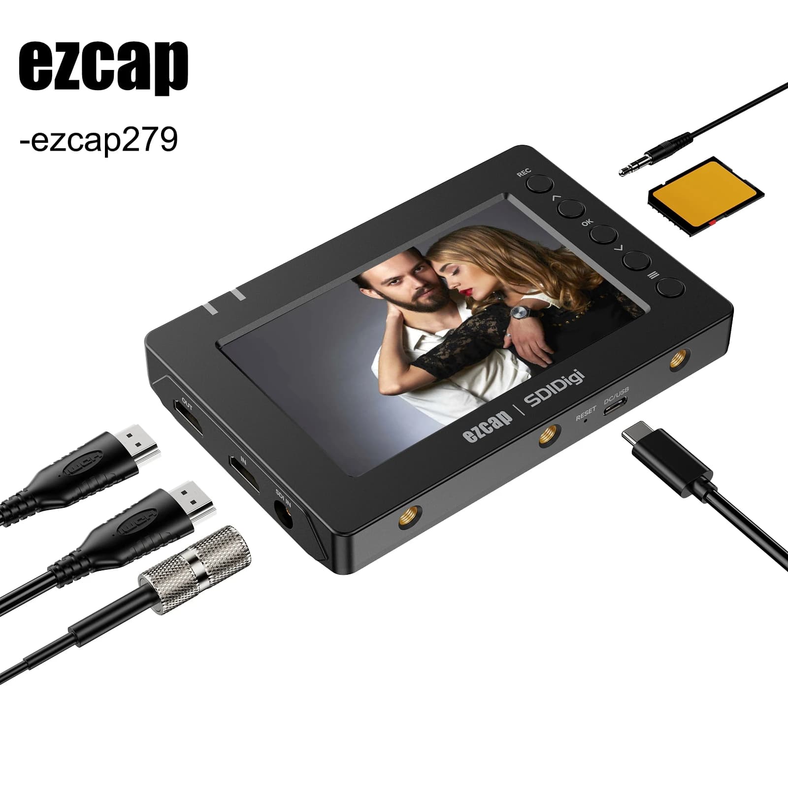 Ezcap279 Scheda di acquisizione video HDMI SDI Registratore di giochi 1080p60fps con schermo per fotocamera per PC portatile Registrazione in streaming live su scheda SD