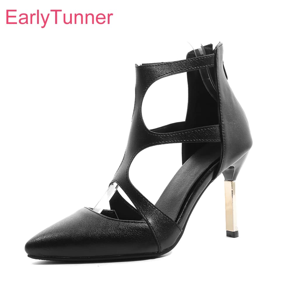 Summer New Fashion Black Leopard Women Sandals Gladiator High Thin Heel Lady Shoes Plus Small Big Size 12 32 43 46 48