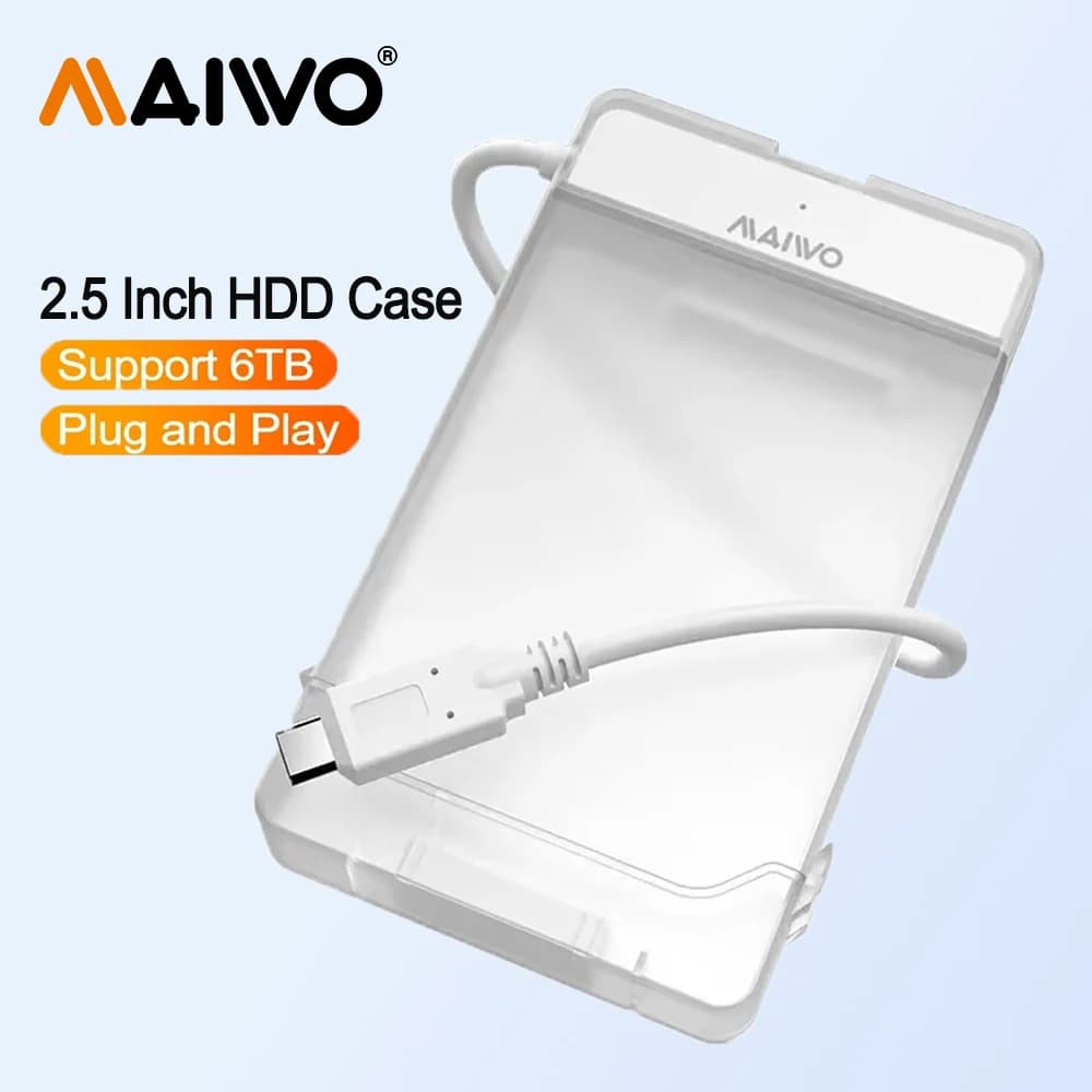 MAIWO Tipo-C USB3.0 Custodia per HDD da 2,5 pollici Custodia per disco rigido esterno 5 Gbps HDD SATA SSD Custodia per disco rigido Supporto UASP per PC