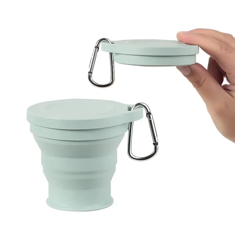 Outdoor Silicone Folding Cup with Hanging Hole Creative Water Cup Portable Travel Wash Cup Fashionable Silicone Travel Cup