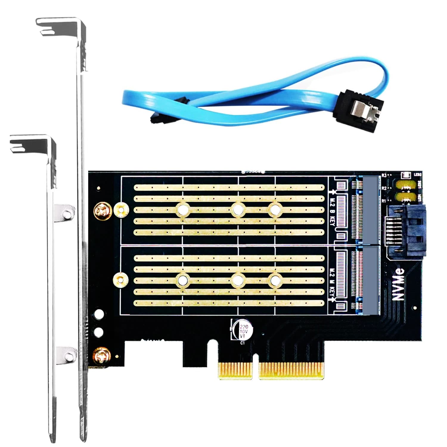Adattatore doppio M.2 PCIE NVMe 4.0/3.0 per SSD M.2 PCIE NVMe e SSD SATA M.2 NGFF