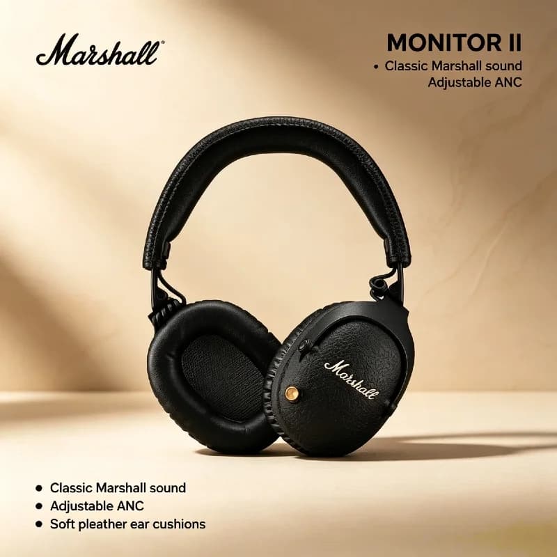 Cuffie Wireless Marshall MONITOR II ANC 2026 con Cancellazione Attiva del Rumore, Subwoofer, per Musica, Sport e Gaming, Originali Premium