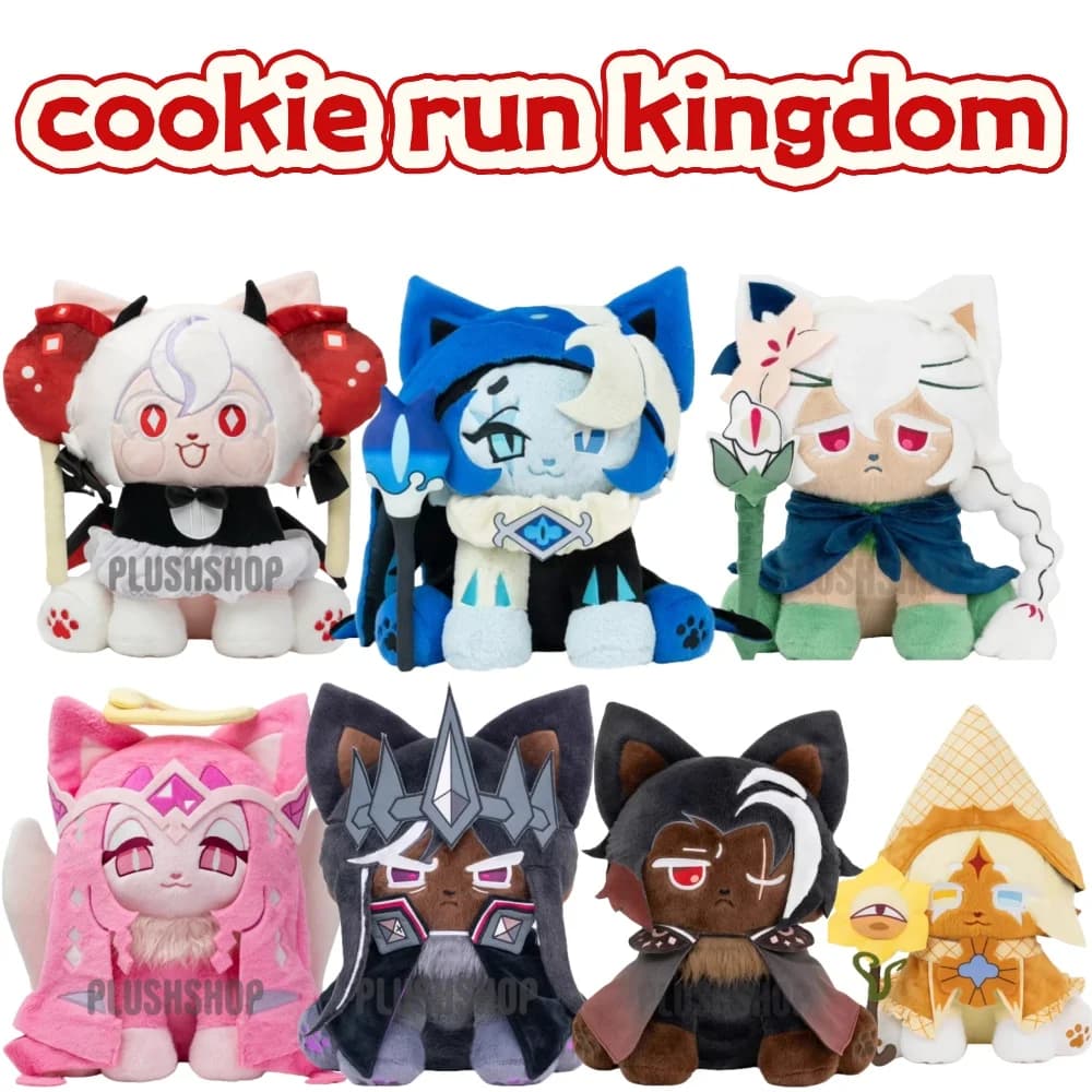 New Cookie Run: Kingdom Shadow Milk Cookie Cat Anime Figure Giocattoli di peluche 25 cm Shadow Cat Cookie Doll Giocattoli personalizzati Regalo per bambini