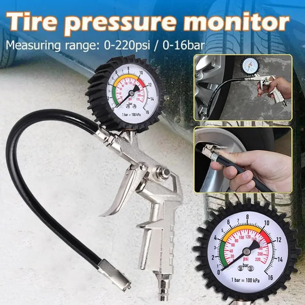 Manometro per pneumatici per auto 220 PSI Tester per Monitor per pistola ad aria compressa ad alta precisione compressore d'aria strumento per la riparazione di pneumatici per moto per camion