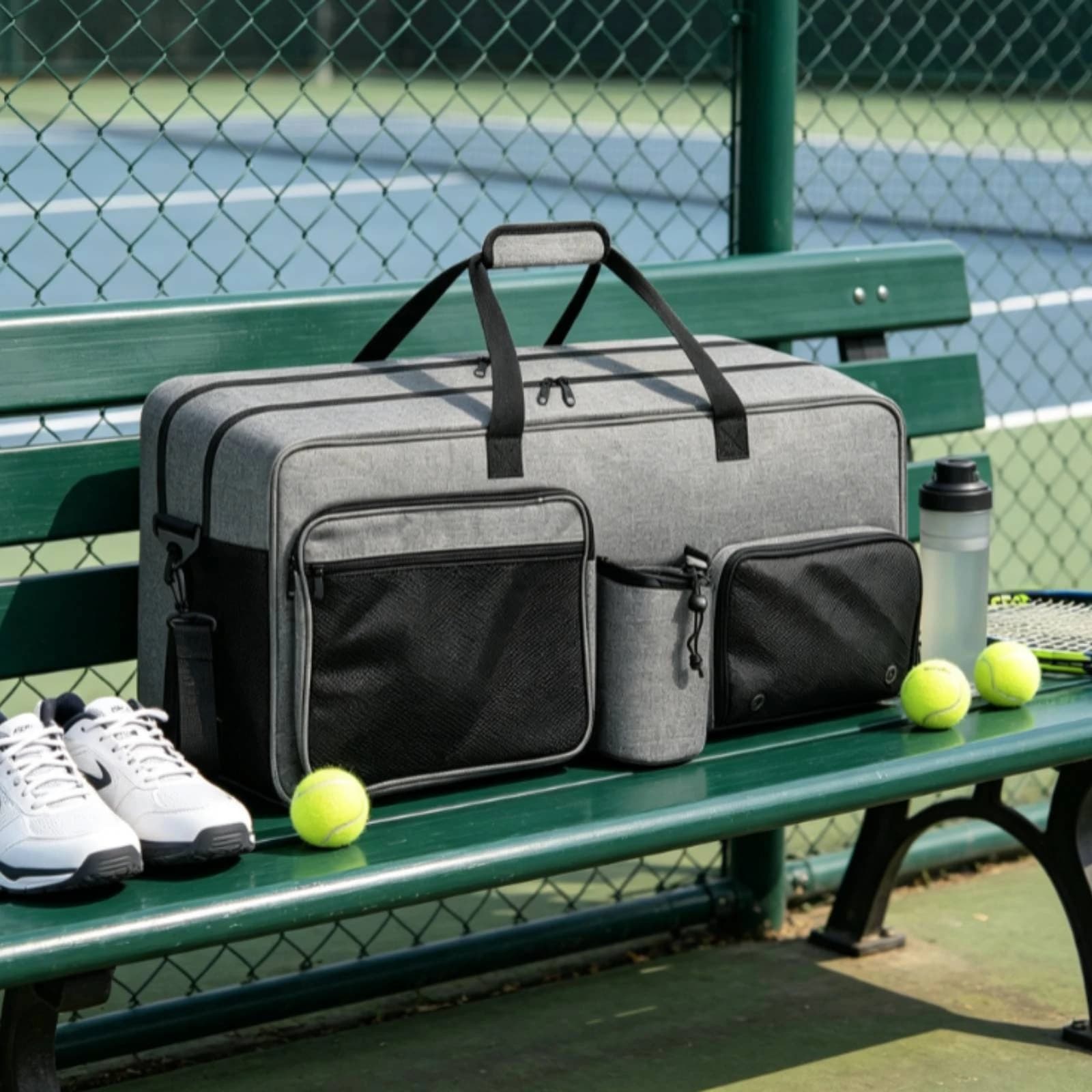 Tennis Racket Bag with Shoe Compartment Ventilated Tennis Bag with Shoe Compartment Organized Large-Capacity for Athletes