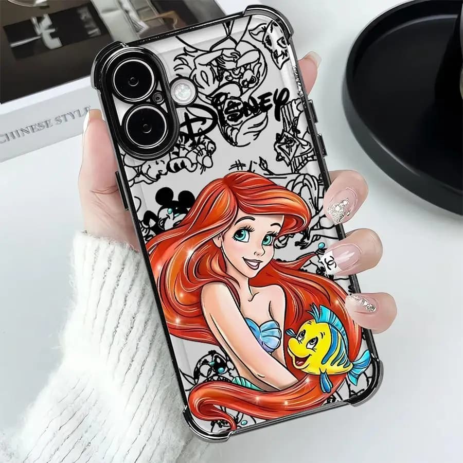 Cover per Apple iPhone 17 Pro Max 12 Plus 17e 13 15 11 16 Pro 14 Air 16e, Custodia per Telefono con Cartoni Animati Disney Princess
