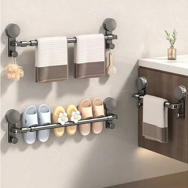 Asta estensibile 1pc Tipo di ventosa File di ganci per cucina Bagno Sospensione angolare senza segni Gancio appendiabiti