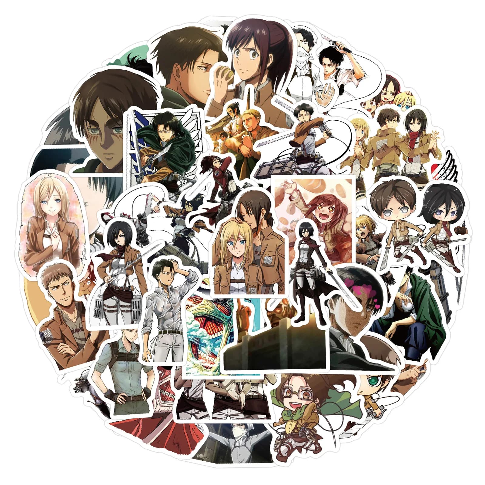 50 pieces Anime Attack On Titan Cartoon Graffiti decals decals waterproof for laptop luggage skateboard bike helmet