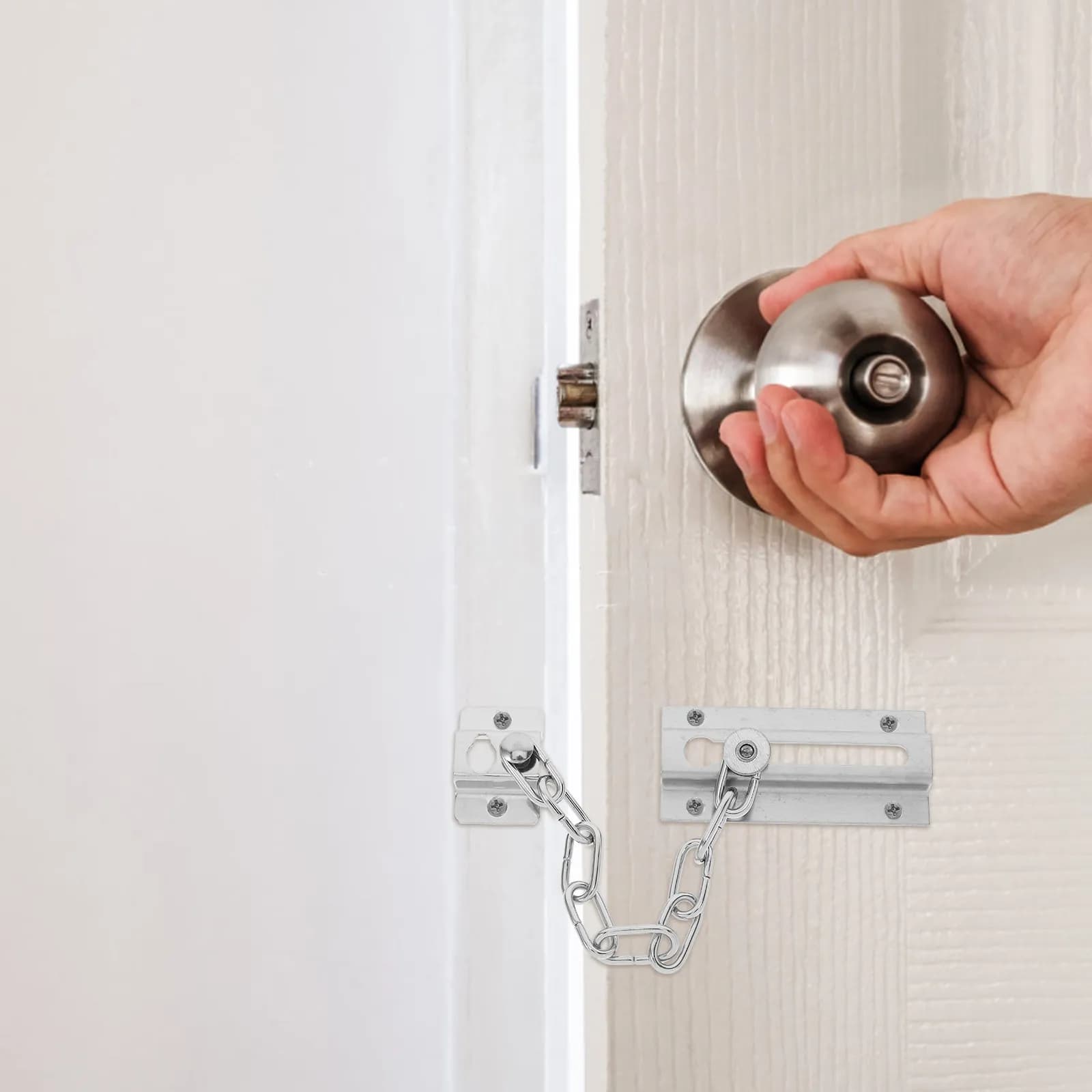 Catena di Sicurezza per Porta in Acciaio Inox, Chiusura Antifurto per Porte Interne, Appartamenti, Hotel, Serrature di Sicurezza per Casa