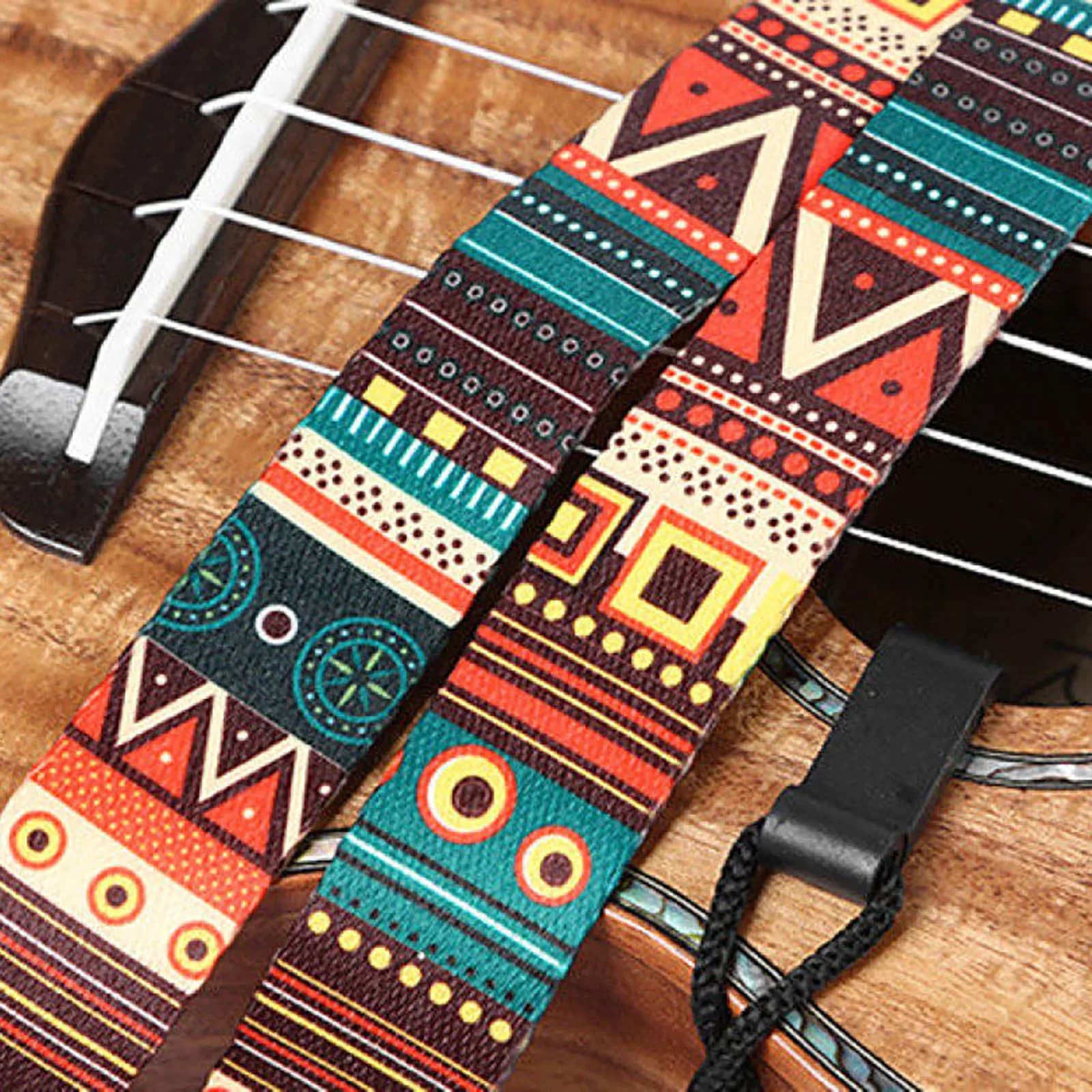 Parti di spalla per chitarra con tracolla regolabile per ukulele classico colorato Clip a gancio senza trapano Accessori per strumenti in tessuto lungo