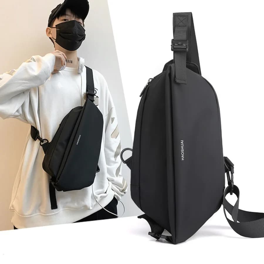 【Nuovo stile】HAOSHUAI nuova borsa da petto da uomo alla moda, borsa a tracolla casual multifunzionale impermeabile - zaino.