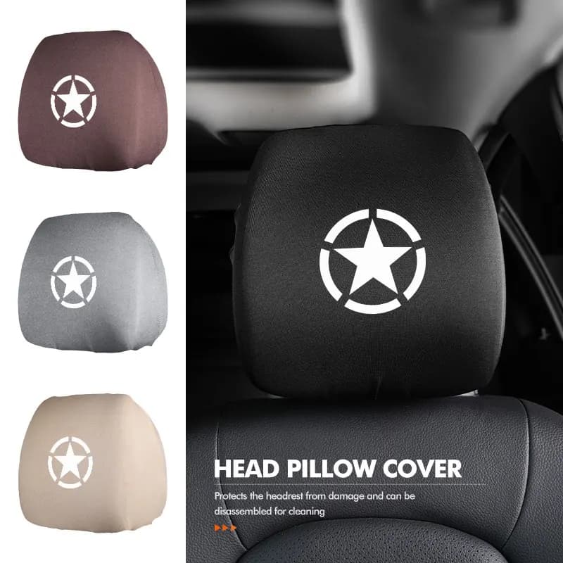 2pcs Car Seat Headrest Elastic Protective Pillow Cover For Jeep Renegade Compass Cherokee Wrangler Patriot Liberty