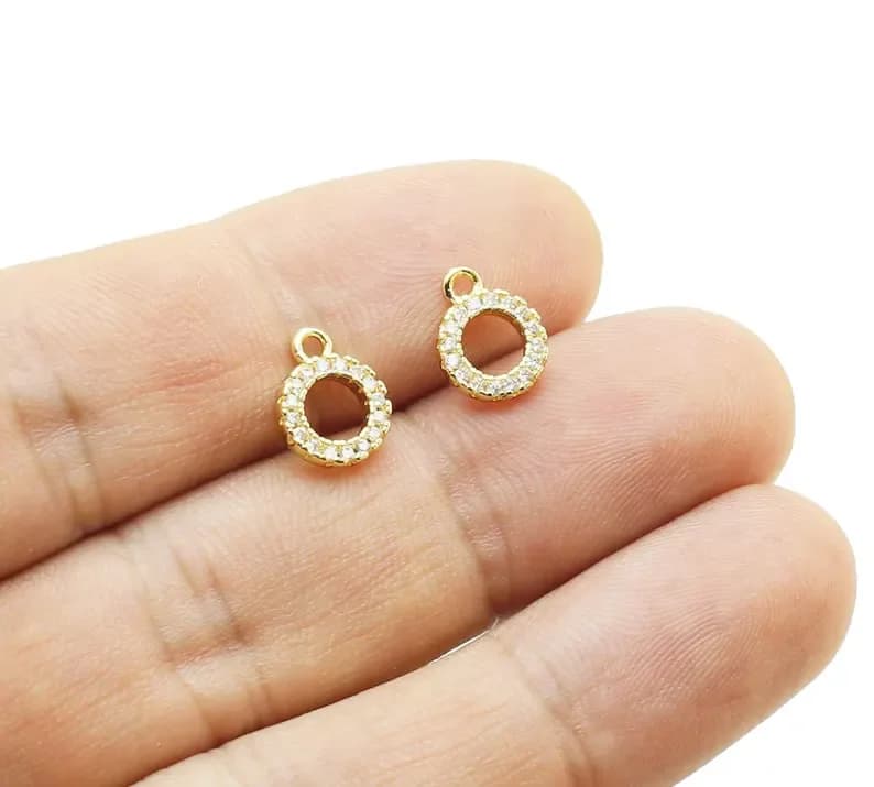 6 connettori circolari rotondi, ciondoli per orecchini in zirconi, 10,5x8 mm, accessori per orecchini CZ, ornamenti fai da te, forniture di gioielli -R2917