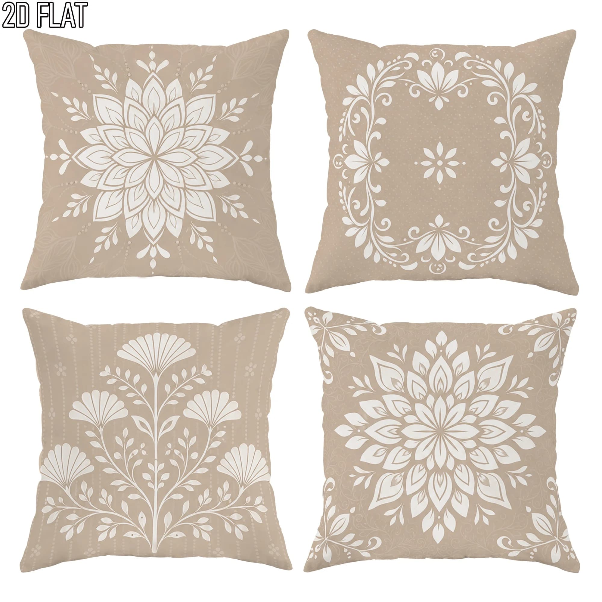 Bohemian Mandala Floral Pillow Covers Set of 4 Cushions 45x45cm Boho Home Decor Shams for Sofa Bed Luxury Cushion Case