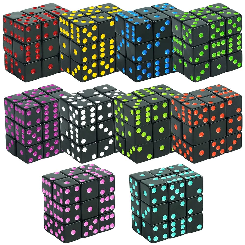 10 pezzi di dadi D6 da 16 mm con angoli squadrati per giochi di carte e giochi da tavolo