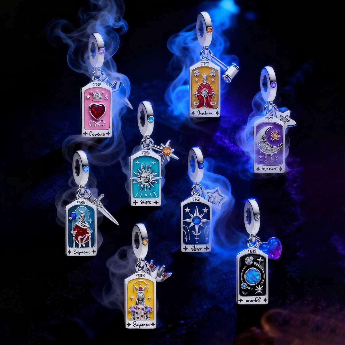 Collana di braccialetti fai da te con perline di ciondoli della serie di carte dei tarocchi affascinanti e misteriose placcate in argento 925, che realizza regali di gioielli di alta qualità