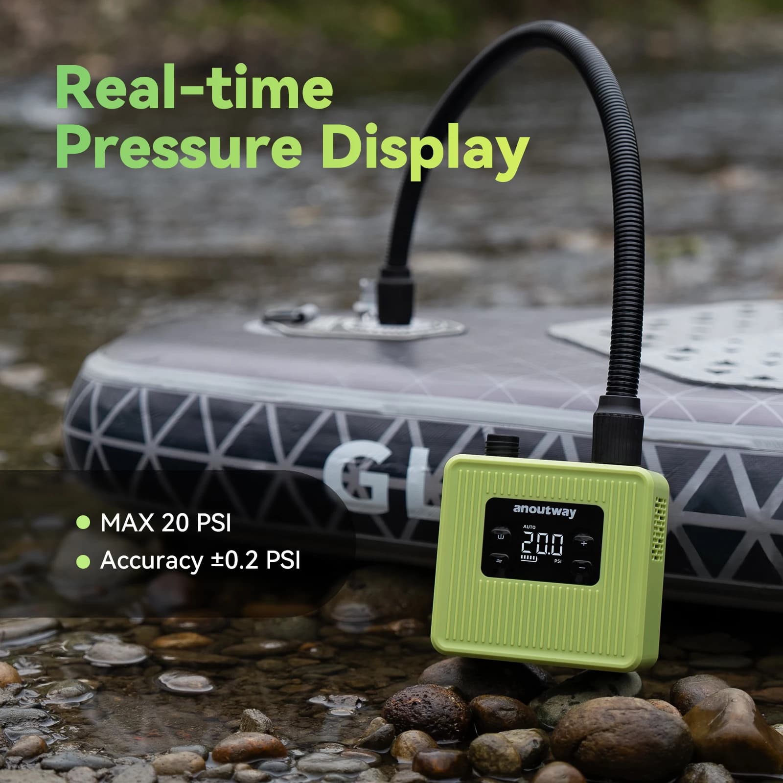 Pompa SUP Anoutway 20PSI 4500mAh per Tavole da Paddle Gonfiabili, Kite, Barche, Kayak, Accessori, Tende Gonfiabili, Materassi