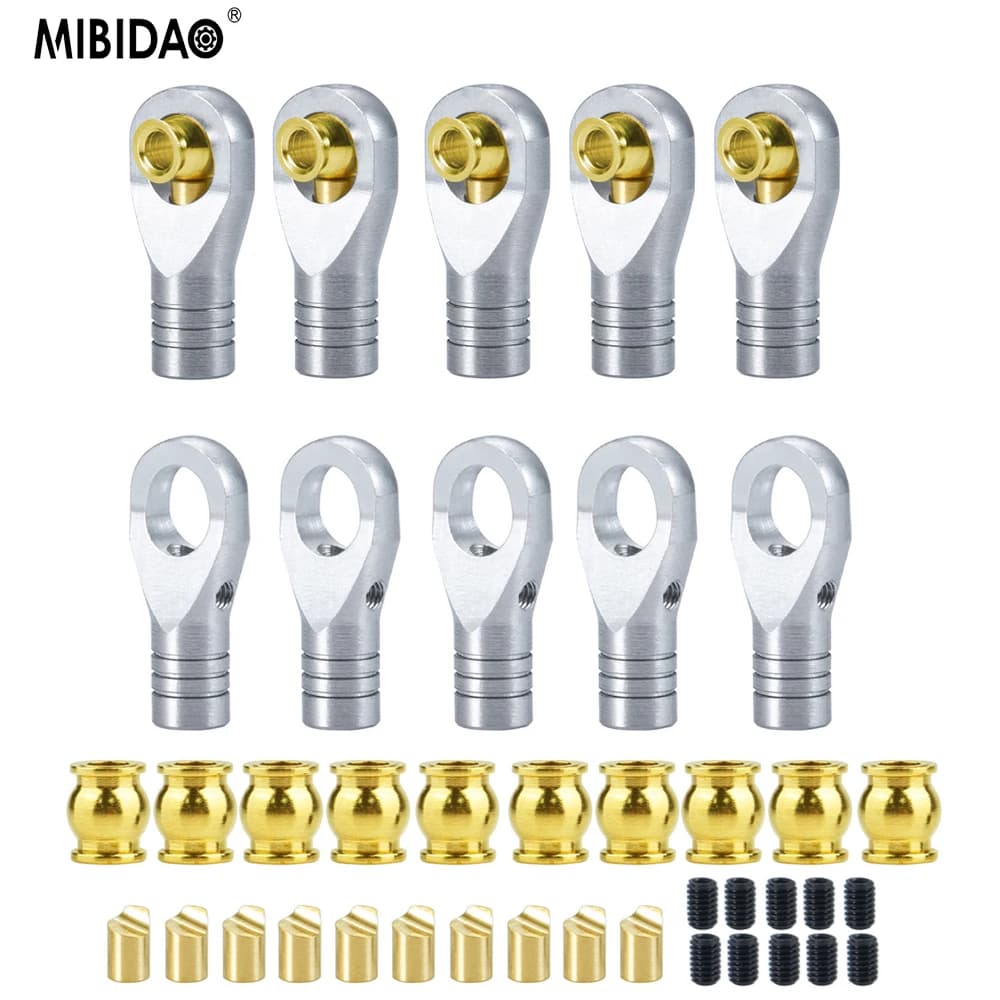 MIBIDAO 10Pcs Stainless Steel M4 Ball End Link Tie Rod End Ball Joint CW Thread For RC Model Car Boat Airplane DIY Parts