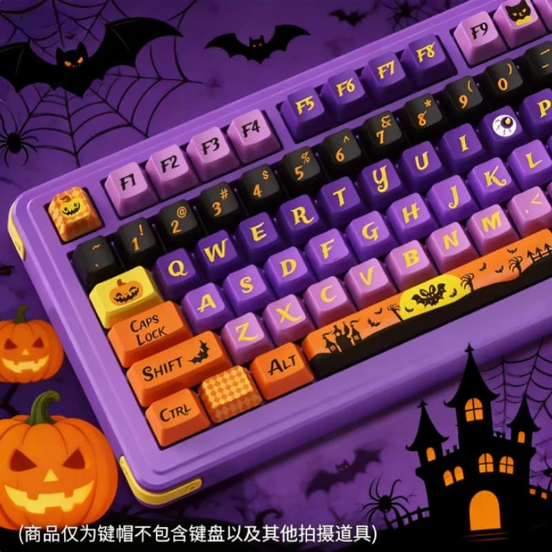 Keycaps Personalizzati per Tastiera Meccanica a Tema Notte di Halloween, Profilo Cherry in PBT con Sublimazione Termica