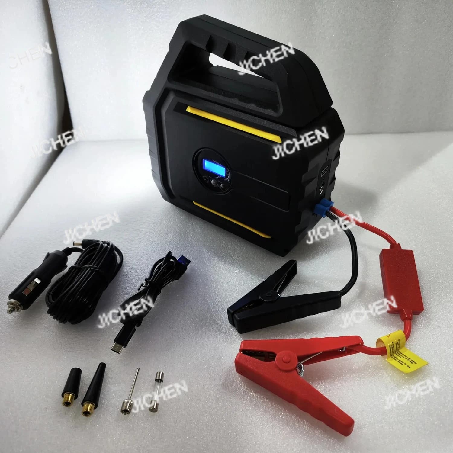 Avviatore di emergenza portatile Compressore della pompa d'aria multifunzione senza fili 3IN1 per gonfiatori di pneumatici per auto Avviatore di emergenza per batteria per auto