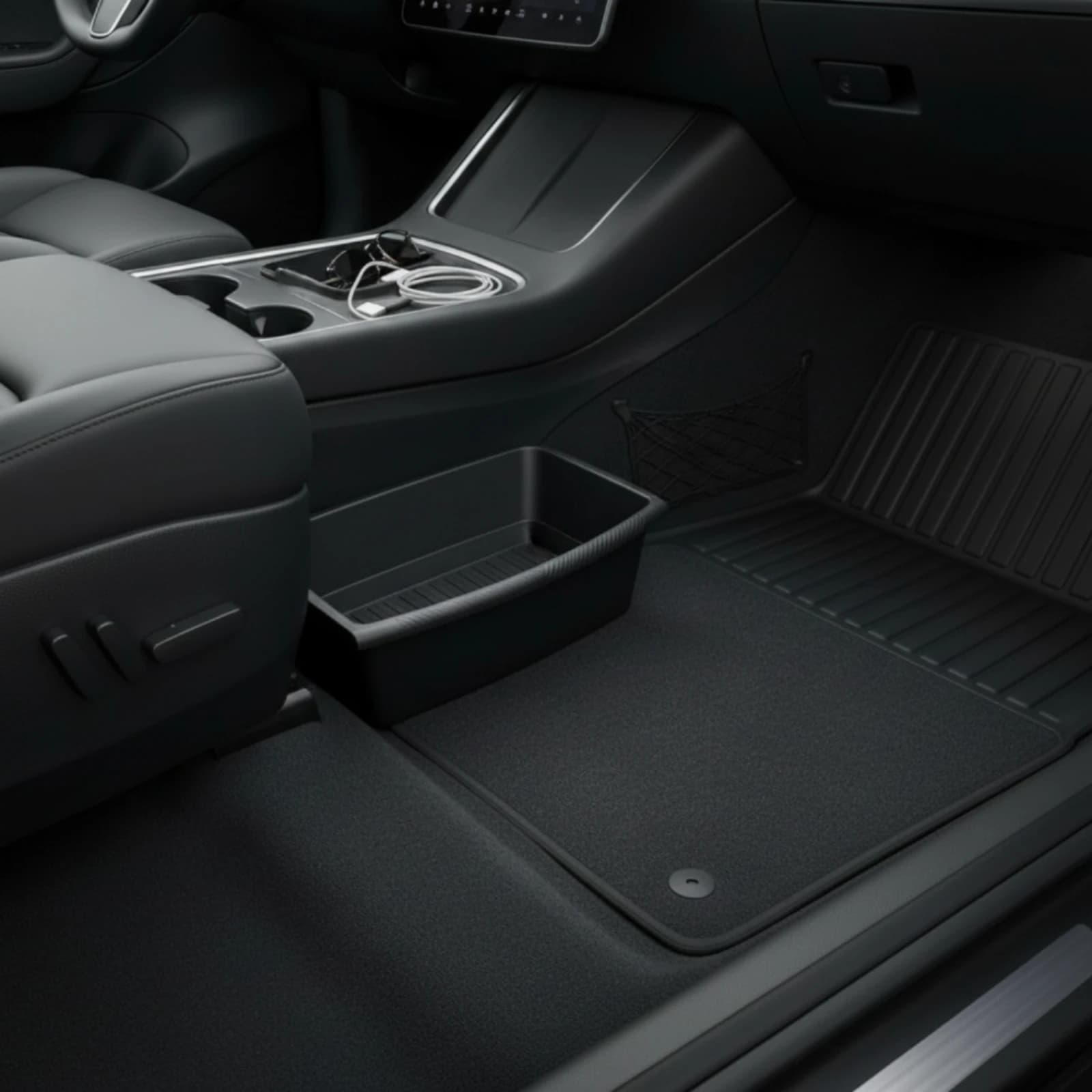 Under-Seat Storage Box with Cover Waterproof Under Seat Storage Box Car Organizer Tray with Lid Space-Saving Container Compact