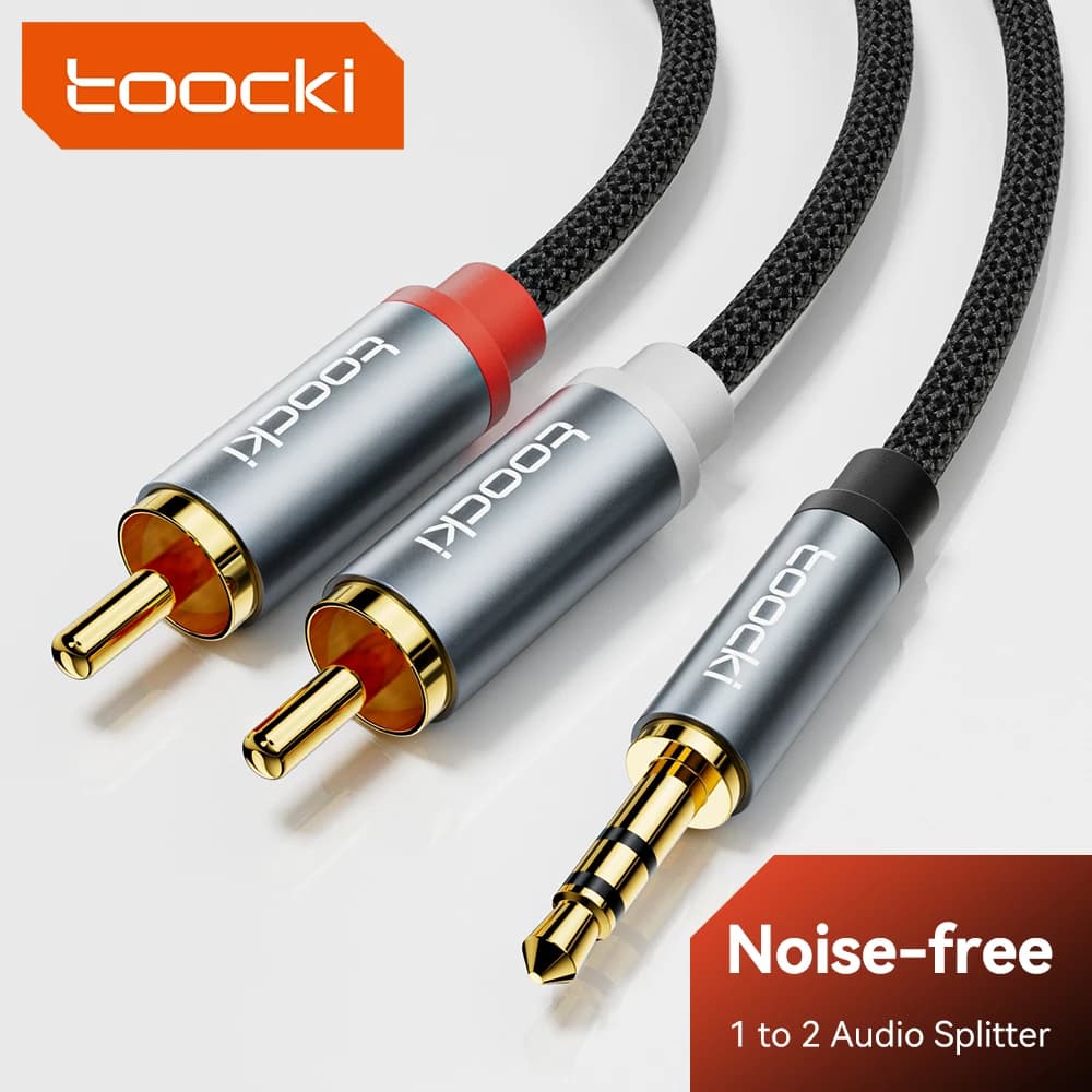 Toocki 3.5 mm male RCA audio cable to 2RCA Male speaker cable Splitter AUX 2 RCA Jack cable for TV Box Amplifier DVD player Wire