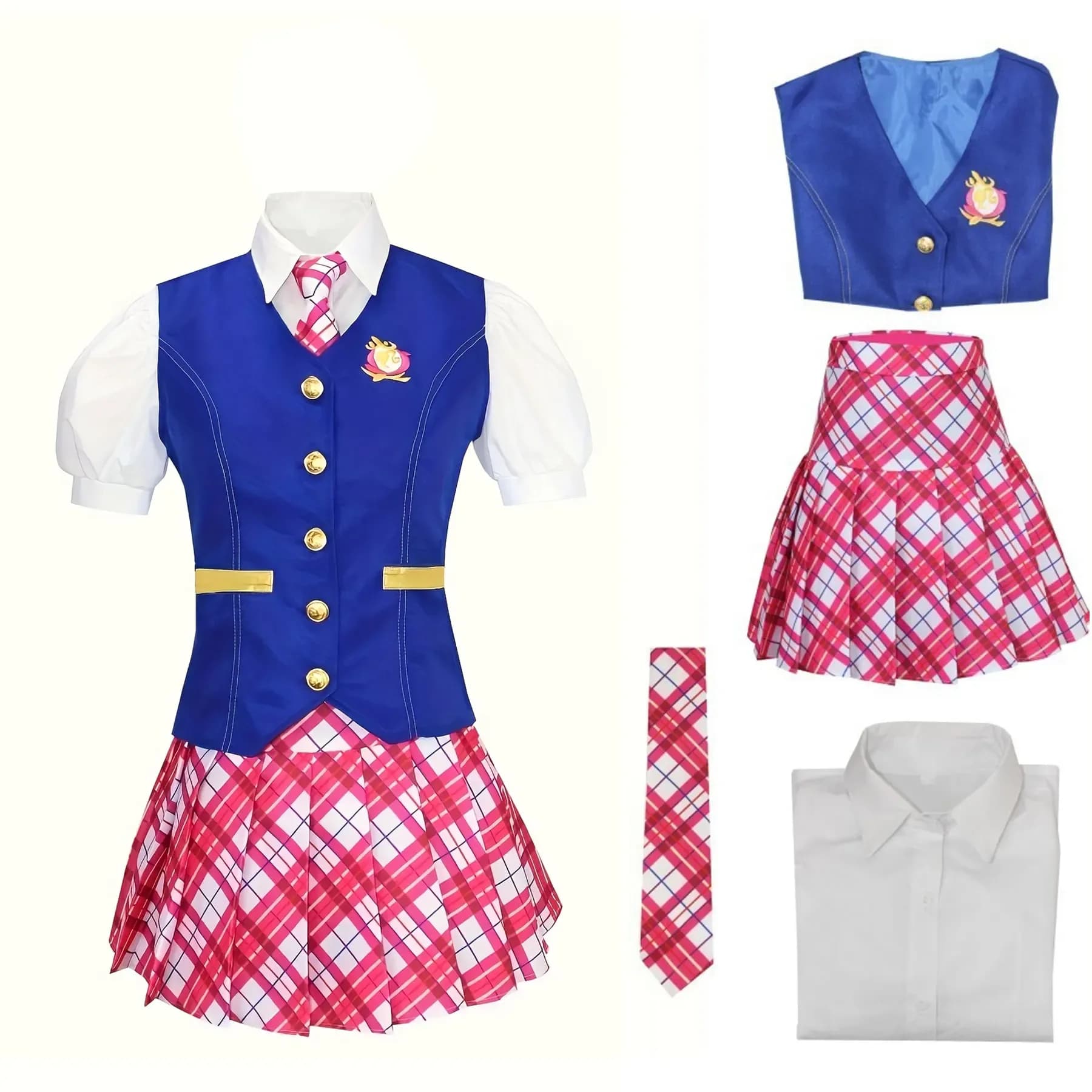 Halloween Dreamy Princess Delancey Pink Satin Jacket and Skirt Set, Elegant JK Uniform Style Pleated Skirt for Summer Parties