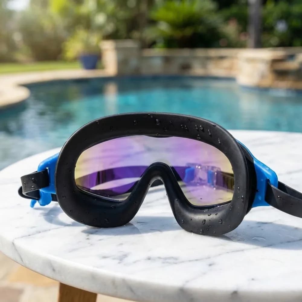 2 Pack Attached Earplugs Swim Goggles Adjustable Comfortable Swimming Goggles Anti-UV No Leakage Waterproof Goggles