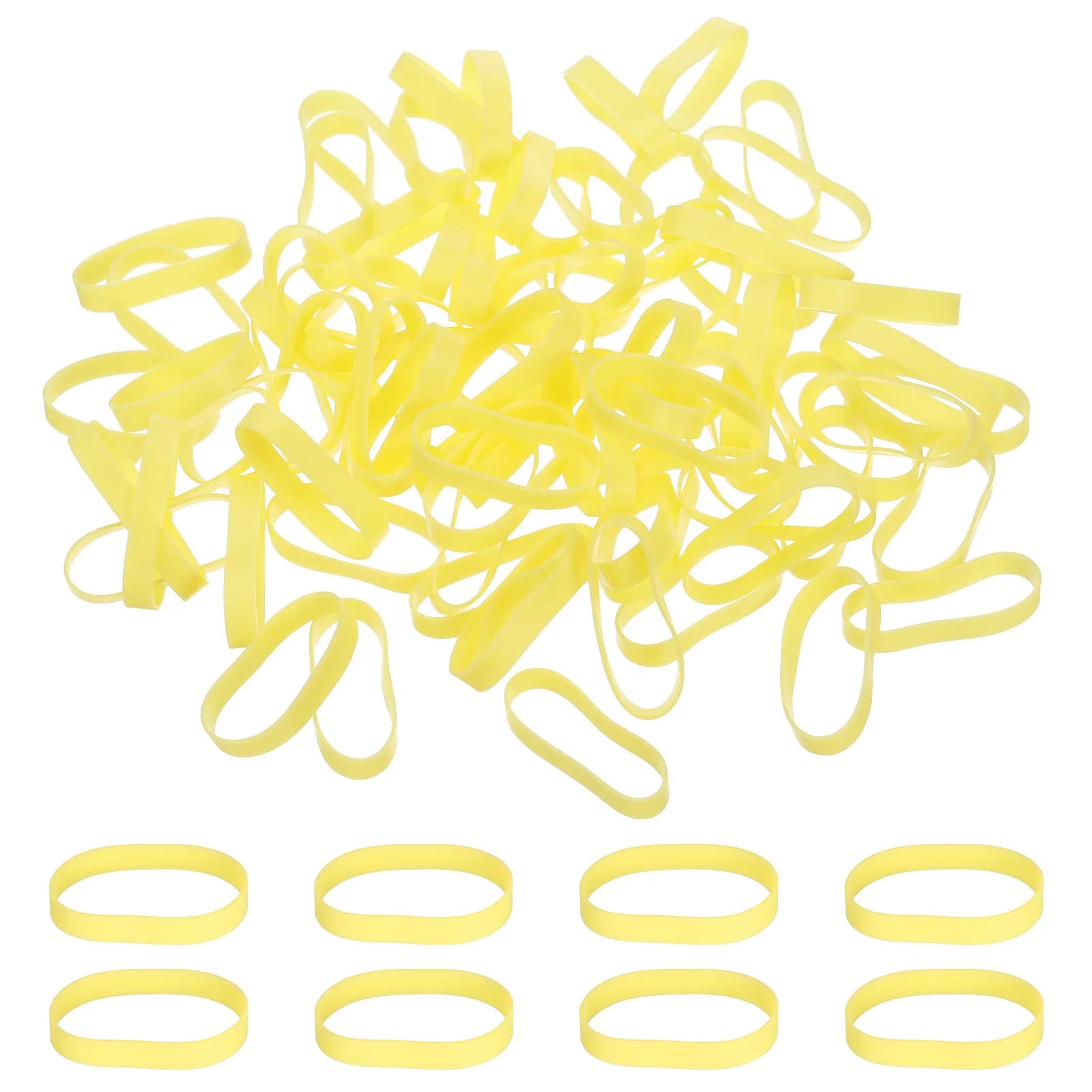 80pcs Silicone Rubber Bands Cable Ties 0.9-1.5" Flat Rubber Elastic Band for Office Supplies Home Cord Wrapping