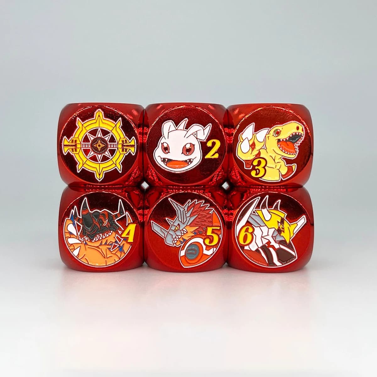 24 stili fai da te Digimon Adventure Greymon dadi in metallo modello multi-faccia dadi Opcg Ptcg Dtcg dadi speciali per giochi da tavolo regalo giocattolo