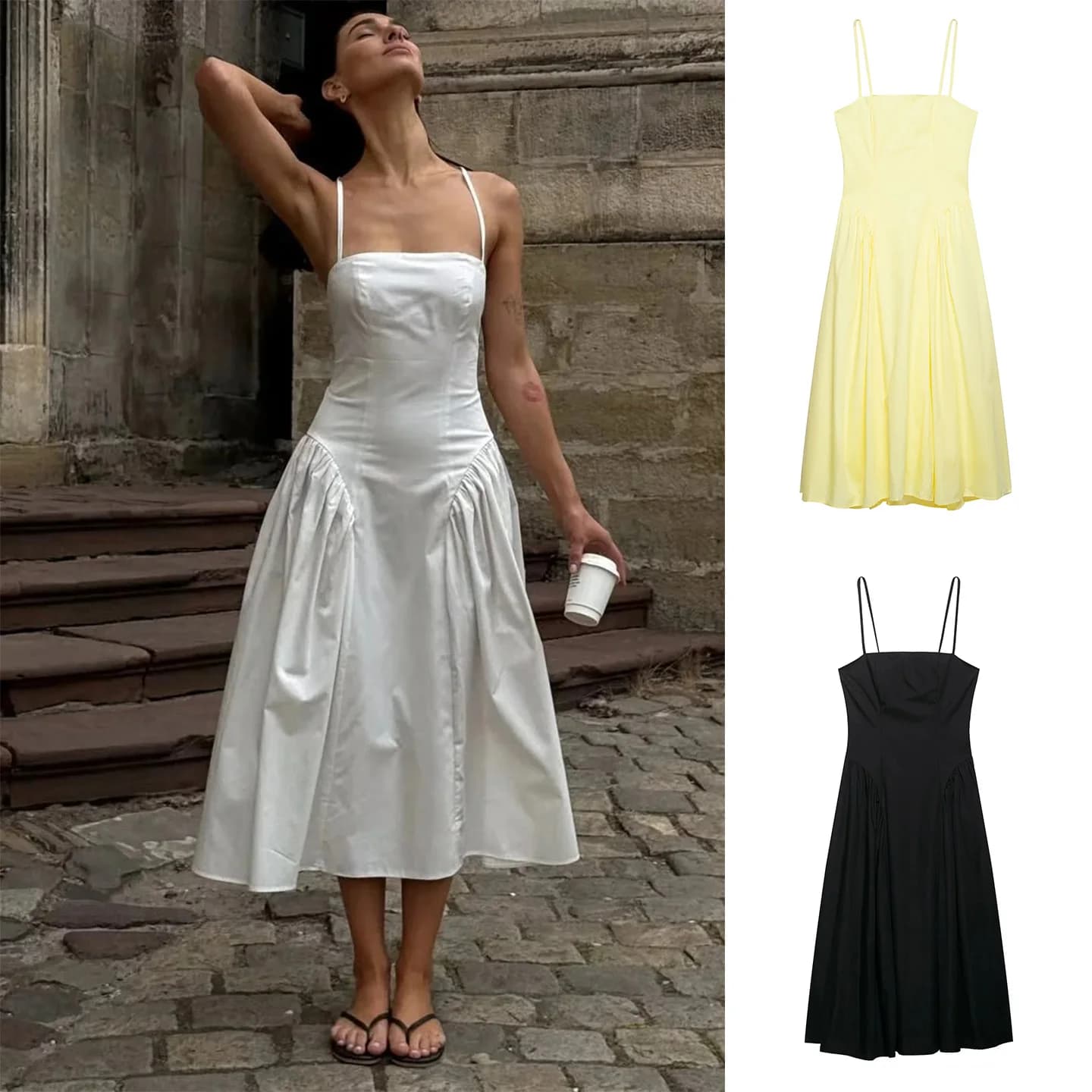 Nuovo Arrivo Primaverile: Abito Vintage da Donna con Nodo, Lungo e Plissettato, con Cintura in Vita, Elegante e Snellente, Stile A-Line