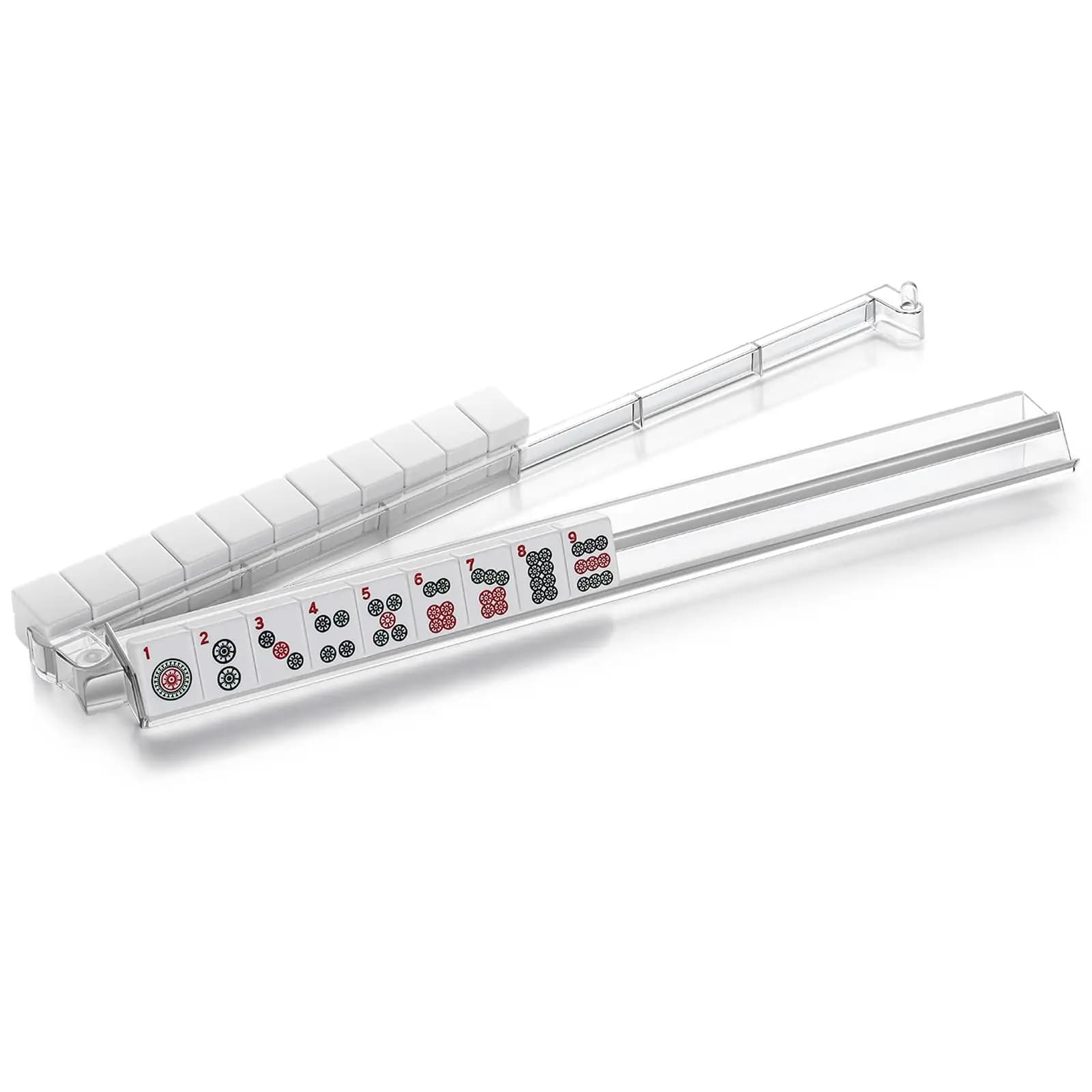 Scaffale Mahjong con pulsanti, scaffale per piastrelle American Majiang in acrilico trasparente, importa moderno scaffale Mahjong con pulsanti incorporati