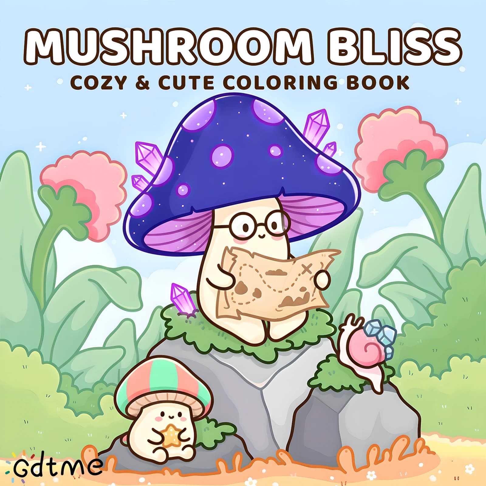 MUSHROOM BLISS Bold-easy Patterns Coloring Book for Adults Cute Drawing Book Perfect Gift for Party and Birthda