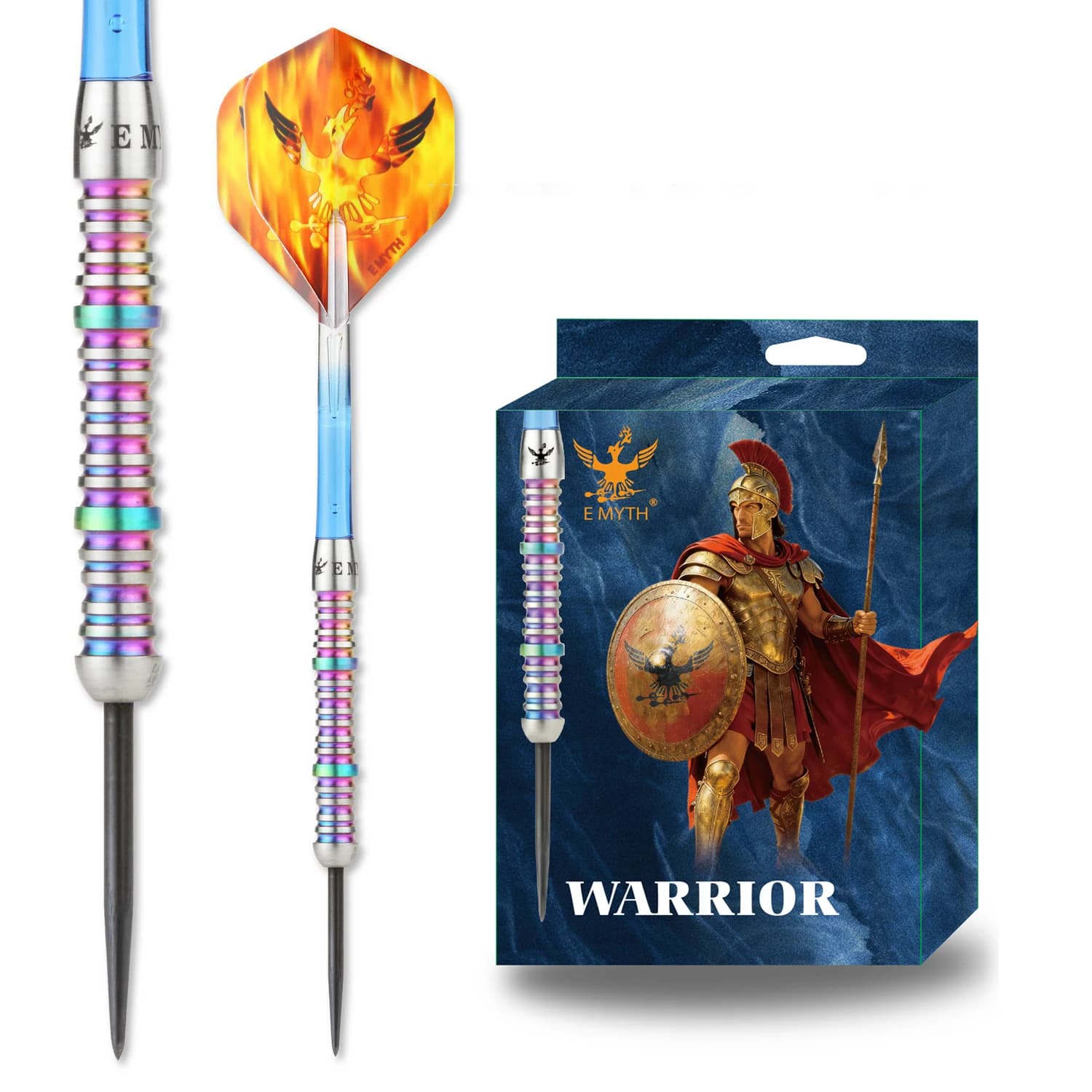 E MYTH Warrior Series Set di 3 freccette con punta in acciaio al tungsteno al 90%, multicolore, resistenti alle cadute, 21g, per allenamento adulti