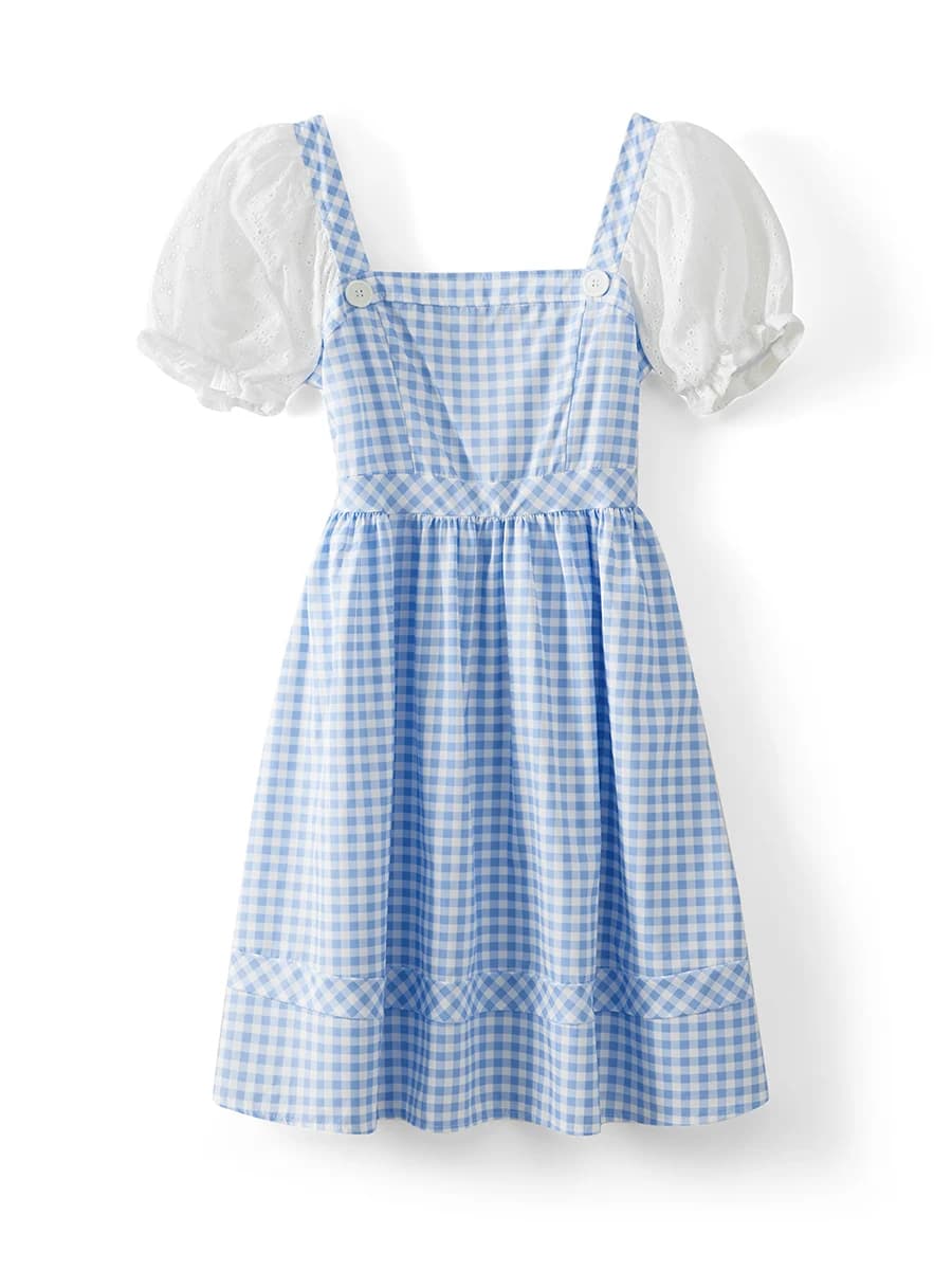 Costumi da donna per personaggi del film di Halloween Abito a maniche corte con stampa scozzese per abiti da festa di ruolo cosplay - Get into